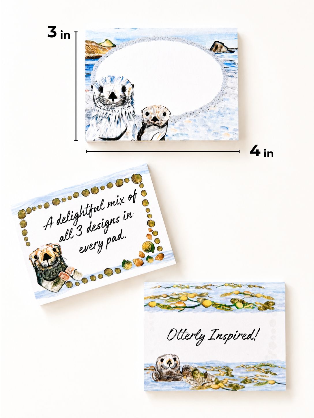 Watercolor Otters Sticky Notes